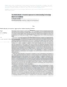 Citation: Sundar, S. Shyam. “The MAIN Model: A Heuristic Approach to Understanding Technology Effects on Credibility.