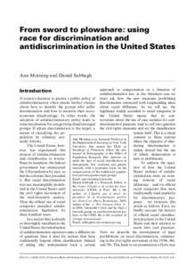 From sword to plowshare: using race for discrimination and antidiscrimination in the United States Ann Morning and Daniel Sabbagh approach to categorisation as a function of