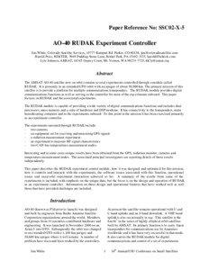 Paper Reference No: SSC02-X-5  AO-40 RUDAK Experiment Controller