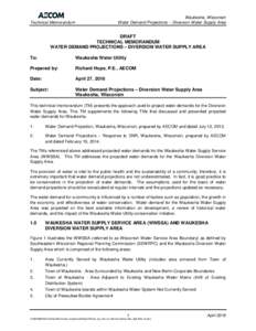 Waukesha, Wisconsin Water Demand Projections – Diversion Water Supply Area Technical Memorandum  DRAFT