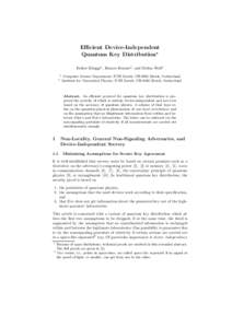 Efficient Device-Independent Quantum Key Distribution⋆ Esther H¨ anggi1 , Renato Renner2 , and Stefan Wolf1 1 2