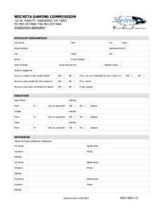 WICHITA GAMING COMMISSION 121 W. MAIN ST. ANADARKO, OKPH:FAX:Employment Application