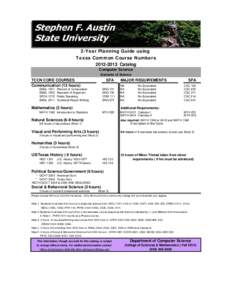 2-Year Planning Guide using Texas Common Course NumbersCatalog Computer Science Bachelor of Science