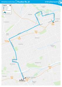 S119 (afternoon)  School bus route map Legend Bus route