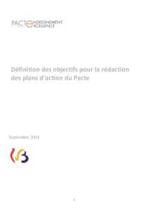 Définition des objectifs pour la rédaction des plans d’action du Pacte Septembre