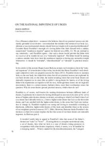 EuJAP | Vol. 10 | No. 1 | 2014 UDKON THE RATIONAL IMPOTENCE OF URGES SIMON RIPPON Central European University