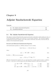 Chapter 9  Adjoint Smoluchowski Equation Contents  9.1