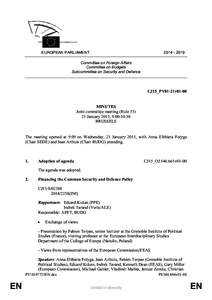 [removed]EUROPEAN PARLIAMENT Committee on Foreign Affairs Committee on Budgets Subcommittee on Security and Defence