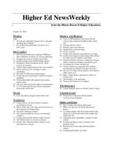 Higher Ed NewsWeekly from the Illinois Board of Higher Education October 28, 2010 PEOPLE