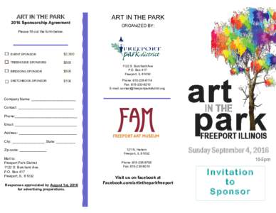 ART IN THE PARK 2016 Sponsorship Agreement ART IN THE PARK ORGANIZED BY: