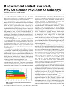 If Government Control Is So Great, Why Are German Physicians So Unhappy? Alphonse Crespo, M.D., Philip Stevens Very Important