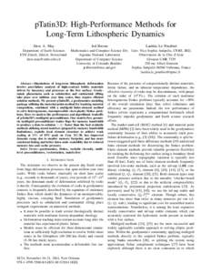 pTatin3D: High-Performance Methods for Long-Term Lithospheric Dynamics Jed Brown Dave A. May Department of Earth Sciences