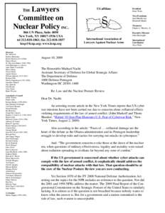 Lawyers Committee on Nuclear Policy INC. THE  866 UN Plaza, Suite 4050