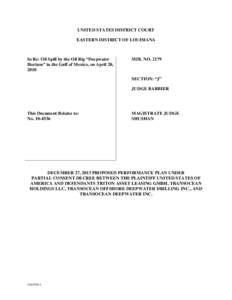 UNITED STATES DISTRICT COURT EASTERN DISTRICT OF LOUISIANA In Re: Oil Spill by the Oil Rig “Deepwater Horizon” in the Gulf of Mexico, on April 20, 2010