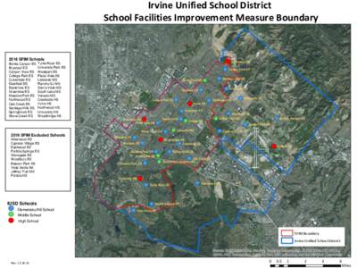 Irvine Unified School District School Facilities Improvement Measure Boundary 2016 SFIM Schools Bonita Canyon ES Brywood ES