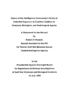 Status of the Intelligence  Community’s Study of