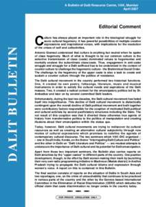 A Bulletin of Dalit Resource Centre, VAK, Mumbai AprilDALIT BULLETIN