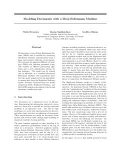 Modeling Documents with a Deep Boltzmann Machine  Nitish Srivastava Ruslan Salakhutdinov Geoffrey Hinton