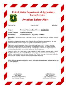 United States Department of Agriculture Forest Service Aviation Safety Alert No. FS 07-01