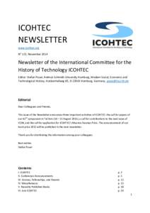 ICOHTEC NEWSLETTER www.icohtec.org No 115, NovemberNewsletter of the International Committee for the