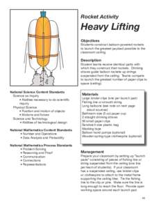 Rocket Activity  Heavy Lifting Objectives