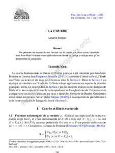 Proc. Int. Cong. of Math. – 2018 Rio de Janeiro, Vol–290) LA COURBE Laurent Fargues