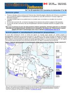 Surveillance de l’influenza – du 7 au 20 septembresemaines de déclaration 37 et 38)