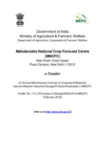 Government of India Ministry of Agriculture & Farmers’ Welfare Department of Agriculture, Cooperation & Farmers’ Welfare Mahalanobis National Crop Forecast Centre (MNCFC)