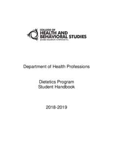 Department of Health Professions  Dietetics Program Student Handbook