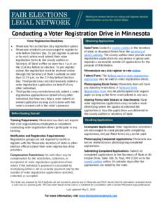 Conducting a Voter Registration Drive in Minnesota Voter Registration Deadlines    