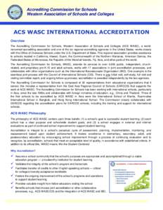 Accrediting Commission for Schools Western Association of Schools and Colleges `  ACS WASC INTERNATIONAL ACCREDITATION
