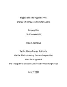 Biggest State to Biggest Saver: Energy Efficiency Solutions for Alaska Proposal for DE-FOA