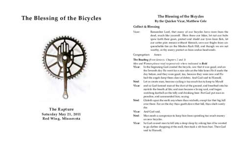 The  Blessing  of  the  Bicycles    The  Blessing  of  the  Bicycles   By  the  Quicker  Vicar,  Matthew  Cole   Collect  &  Blessing   Vicar:    