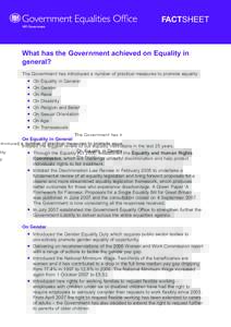 Law / Discrimination / Human rights in the United Kingdom / United Kingdom labour law / Prejudices / Equality Act / LGBT history / Promotion of Equality and Prevention of Unfair Discrimination Act / Ableism / Race Relations Act / Ageism / Anti-discrimination law