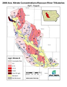2000 Ave. Nitrate Concentrations-Raccoon River Tributaries April - August Clay  Palo Alto