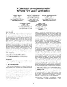 A Continuous Developmental Model for Wind Farm Layout Optimization Dennis Wilson Sylvain Cussat-Blanc