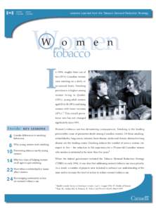 Lessons Learned from the Tobacco Demand Reduction Strategy  Women tobacco I W and o m e n