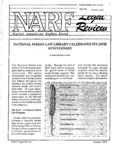 National Indian Law Library NILL NoNATIONAL INDIAN LAW LIBRARY CELEBRATES ITS 20TH