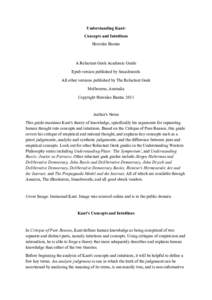 Understanding Kant: Concepts and Intuitions Hercules Bantas A Reluctant Geek Academic Guide Epub version published by Smashwords