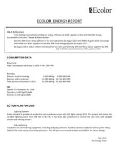 ECOLOR ENERGY REPORT IKEA Reference IKEA Trading is proactively working on energy efficiency at their suppliers in line with the IKEA Group Sustainability Direction, “People & Planet Positive”: Become 20% more energy