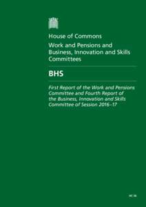 House of Commons Work and Pensions and Business, Innovation and Skills Committees  BHS