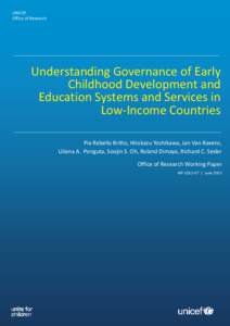 UNICEF Office of Research Understanding Governance of Early Childhood Development and Education Systems and Services in