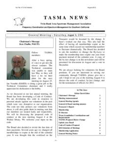 Vol. No. 47 (Full Version)  August 2012 TASMA NEWS Twin-Band Area Spectrum Management Association