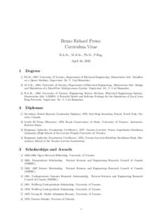 Bruno Richard Preiss: Curriculum Vitae B.A.Sc., M.A.Sc., Ph.D., P.Eng. April 26, 