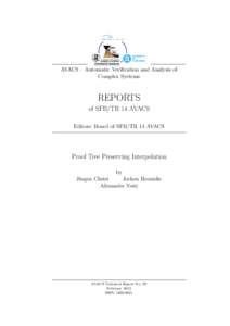 AVACS – Automatic Verification and Analysis of Complex Systems REPORTS of SFB/TR 14 AVACS Editors: Board of SFB/TR 14 AVACS
