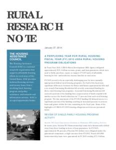 RURAL RESEARCH NOTE January 27, 2014  THE HOUSING