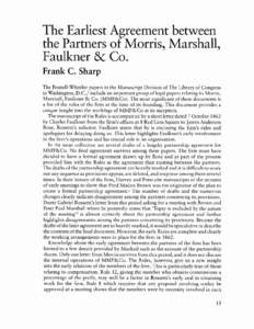 The Earliest Agreement between the Partners of Morris, Marshall, Faulkner & Co. Frank C. Sharp The Pennell-Whistler papers in the Manuscript Division of The Library of Congress in Washington, D.C.,1 include an important 