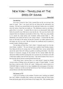 UNITED STATES  NEW YORK – TRAVELLING AT THE SPEED OF SOUND Simon Bell Introduction