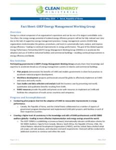 Fact Sheet: GSEP Energy Management Working Group