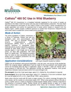 Wild Blueberry Fact Sheet C[removed]Callisto® 480 SC Use in Wild Blueberry Callisto® 480 SC (mesotrione) is a broadleaf herbicide registered for the control of weeds as specified on the label in both the sprout and crop